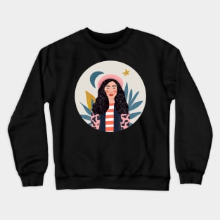 Asian beauty woman minimal art Crewneck Sweatshirt